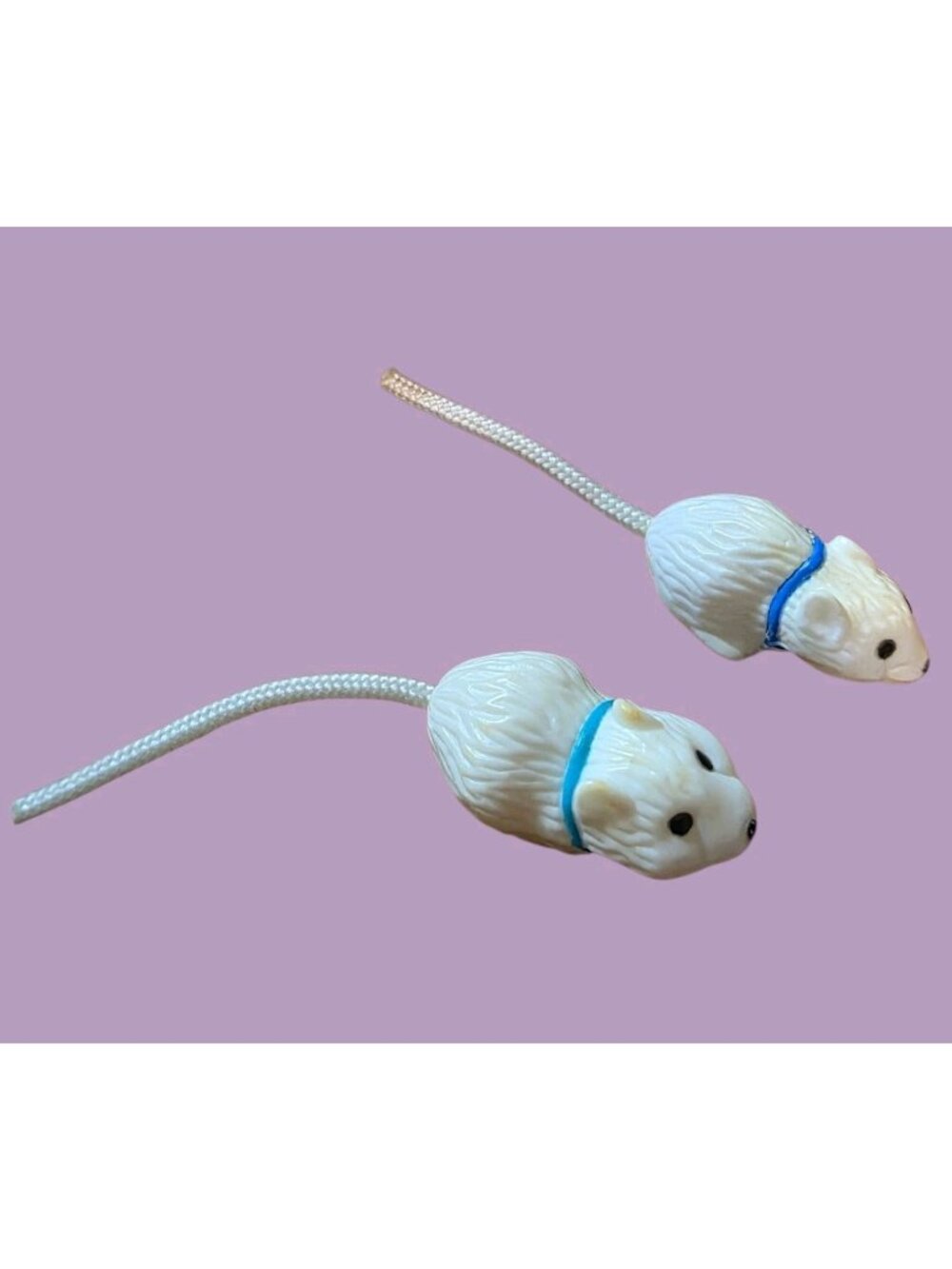 Vintage Littlest Pet Shop 2 Jogging Gerbils White w/Blue Collar Kenner 1992 LPS